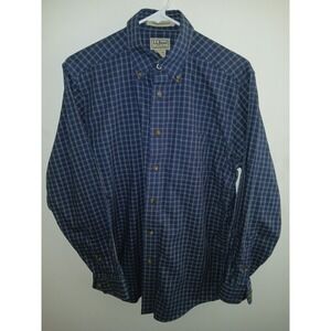 LL Bean Men's Wrinkle Resistant 100% Cotton Size Small-Reg Blue Yellow Plaid